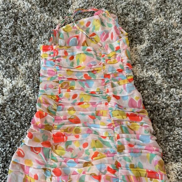 For Love & Lemons NWT Desmona One-Shoulder Tulip Floral Midi Dress Ruched XS - Picture 8 of 16